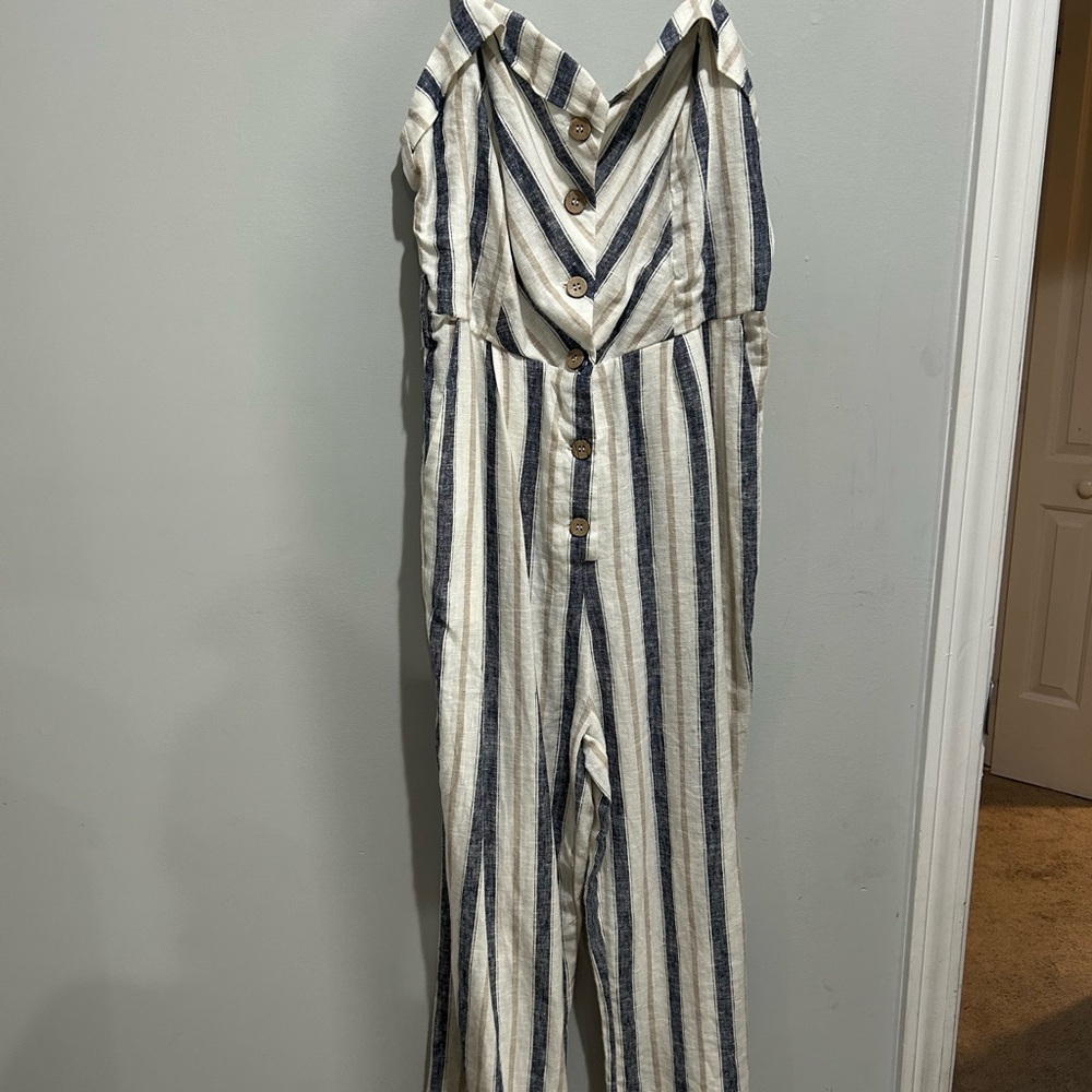 Striped Blue and White Jumpsuit